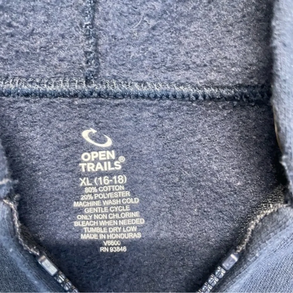 Football Graphic Full Zip Hoodie Sweatshirt navy blue boys Size XL 16-18 - Picture 4 of 6